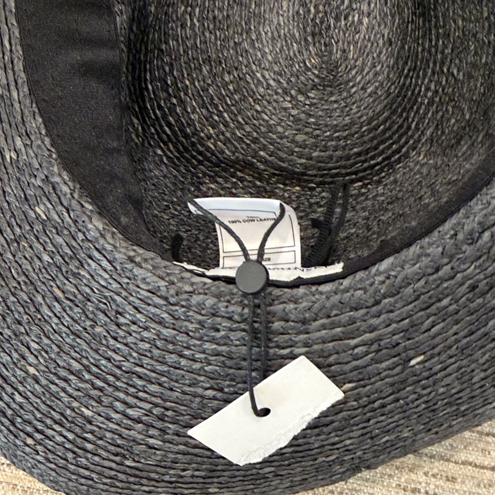 Helen Kaminski Black Straw Hat with Tan Band - Picture 4 of 10